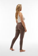 WR.UP Push-Up High Waist Skinny Vegan Leather Pant Python Style - French Roast Brown