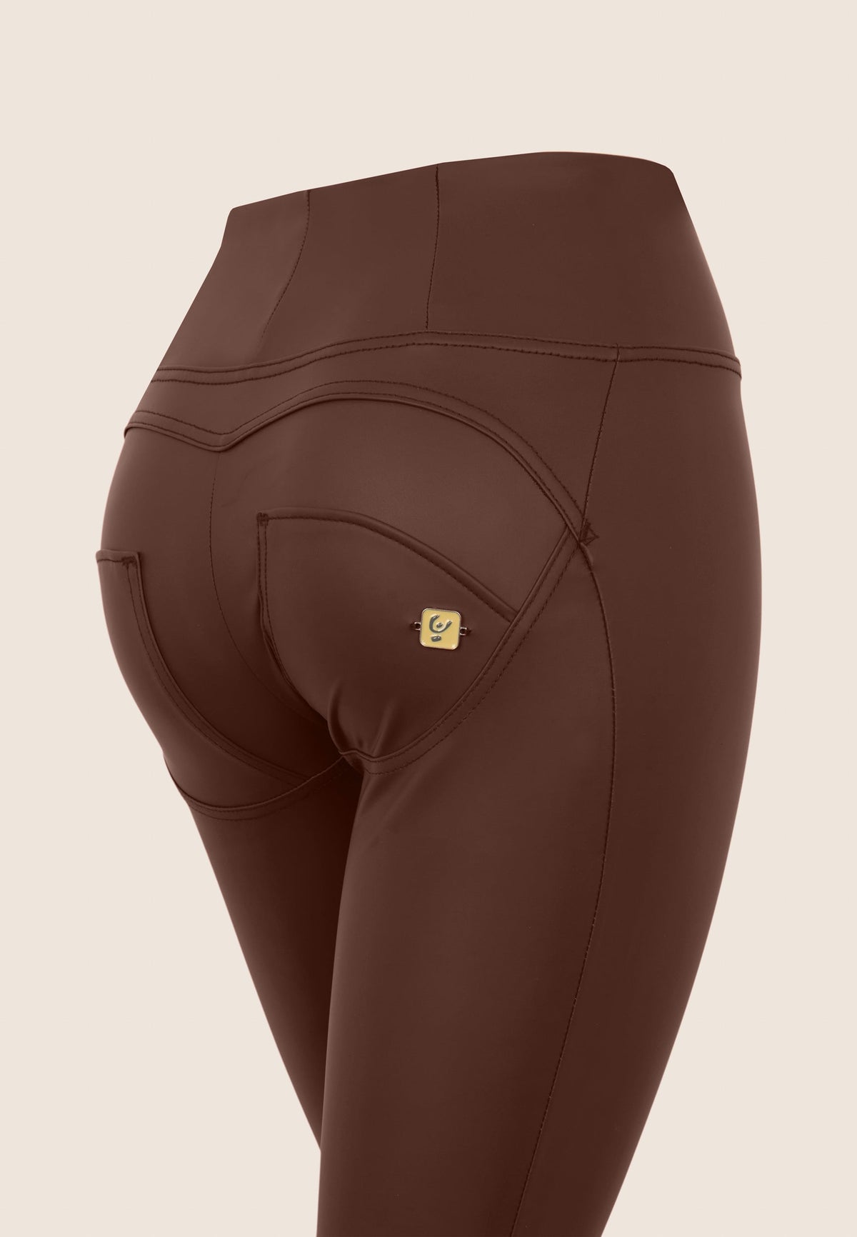 WR.UP Push-Up High Waist Skinny Vegan Leather Pant - Hot Fudge Brown