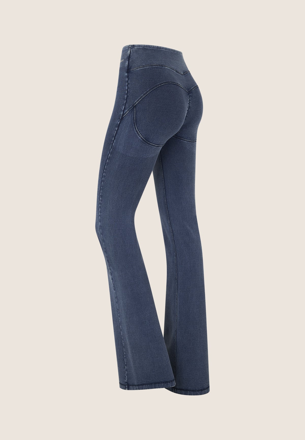WR.UP Core Push-Up High Waist Flare Denim Jeans - Denim Medium Blue - Blue Seam