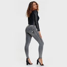 WR.UP Push-Up Regular Waist Skinny Denim Jeans - Denim Gray - Yellow Seam